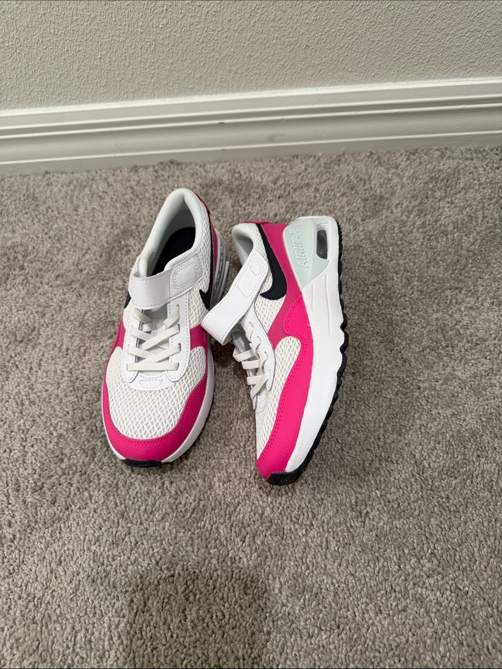 Nike Kids White and Hot Pink Hook-and-Loop Sneakers